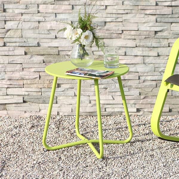 Dyiom Lime Green Outdoor Powder Coated Steel Round Side
