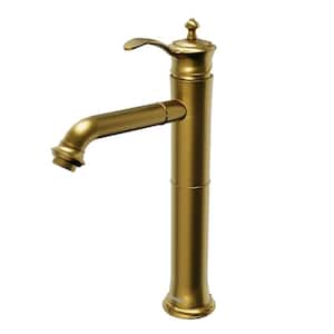 Vineyard Single-Handle Single-Hole Vessel Bathroom Faucet with Matching Pop-Up Drain in Gold