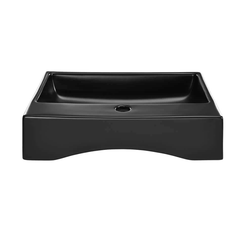 Claire 20" Matte Black Ceramic Rectangular Vessel Sink