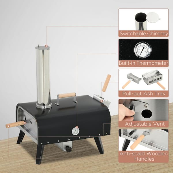 Outsunny 32 in. Metal Burning Wood Fired Fuel Outdoor Pizza Oven