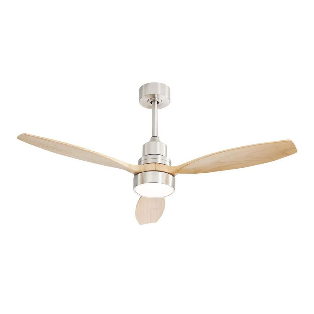 52 in. Indoor Brushed Nickel Ceiling Fan with Light, Dimmable, Quiet Revers