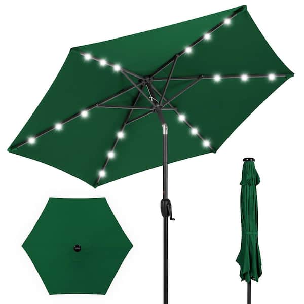 best rated solar patio umbrella Best Choice Products 10ft 3-Tier Solar Patio Umbrella w/ 24 LED Lights, Tilt Adjustment, Easy Crank