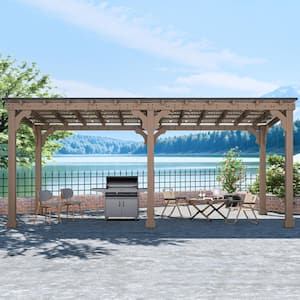 20 ft. W x 10 ft. D Wooden Grill Gazebo Outdoor with Steel Roof