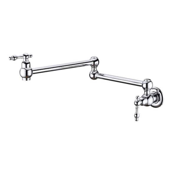 Wall Mounted Kitchen Pot Filler Faucet with 360° free-swivel in Chrome