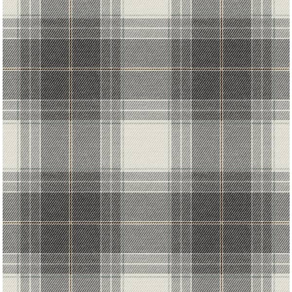 Seabrook Designs 56 sq. ft. Peppercorn Harrelson Plaid Unpasted Paper Wallpaper Roll