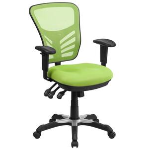 Mid-Back Green Mesh Swivel Task Chair with Triple Paddle Control