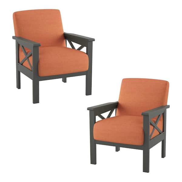 EVERGLADE HOME Savion Orange Textured Upholstery Solid Wood Frame Accent Chair (Set of 2)