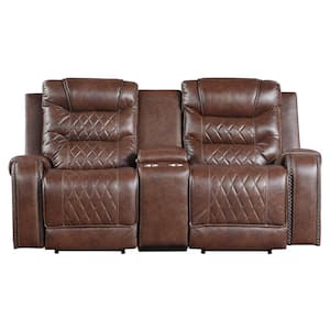 Lazzara Danio 76 in. W 2-tone Brown Faux Leather Double Glider