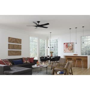 Vernal 60 in. Smart Indoor/Outdoor Integrated LED Black Contemporary Ceiling Fan with Remote for Living Room and Bedroom