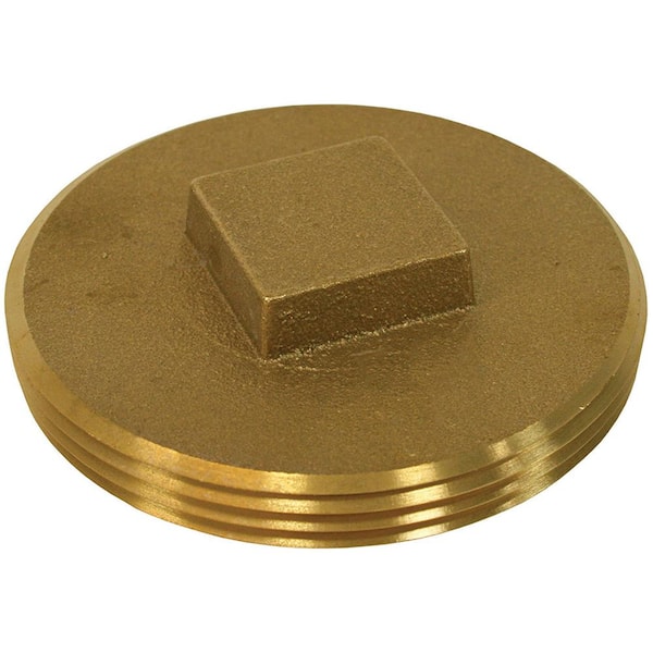 JONES STEPHENS 2 in. Brass Raised Head Cleanout Plug 2-3/8 in. O.D. for DWV