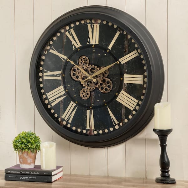 Rustic Vintage Charm Aged Bronze Wall Clock In or Outdoor Home Patio Art Decor 