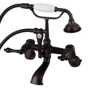 Traditional Adjustable Center 3-Handle Claw Foot Tub Faucet with Handshower in Oil Rubbed Bronze