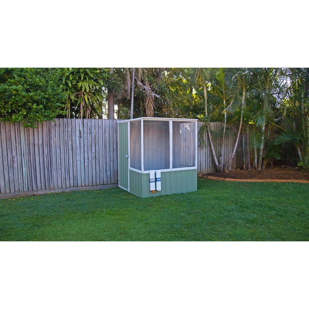 Pale Eucalypt Galvanized Steel 5'x5' Chicken Coop with Mesh Panels