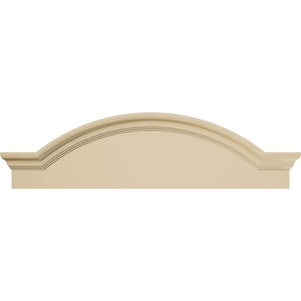 Ekena Millwork 44 in. W x 12 in. H x 2-1/2 in. P Segment Arch W/Flankers Smooth Signature Urethane Pediment, Primed Tan