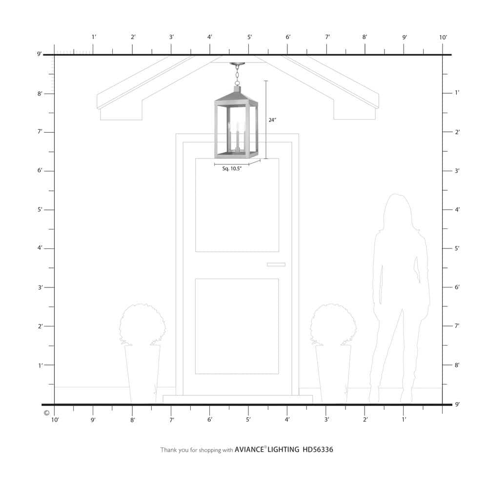Nyack Bronze 3-Light Outdoor Pendant Lantern