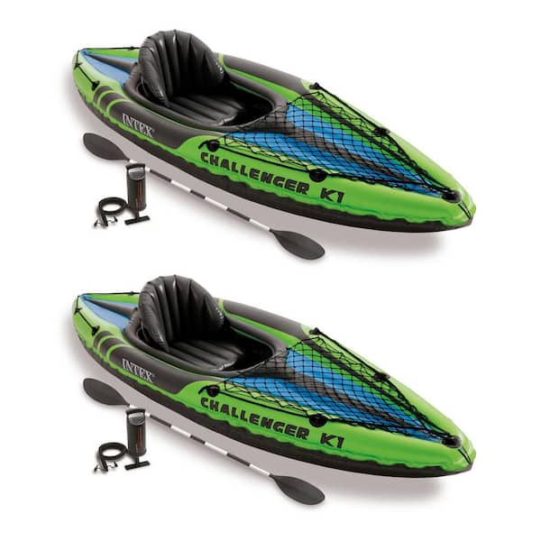 Intex Challenger K1 1-Person Inflatable Sporty Kayak with Oars and Pump (2-Pack)