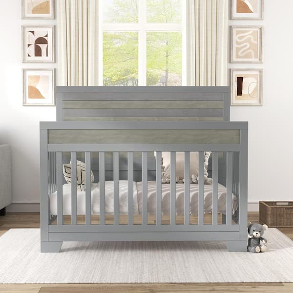 wetiny Gray Solid Wood Crib