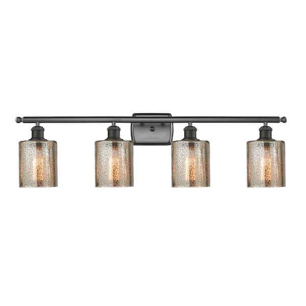 Cobbleskill 36 in. 4-Light Oil Rubbed Bronze Vanity Light with Glass Shade