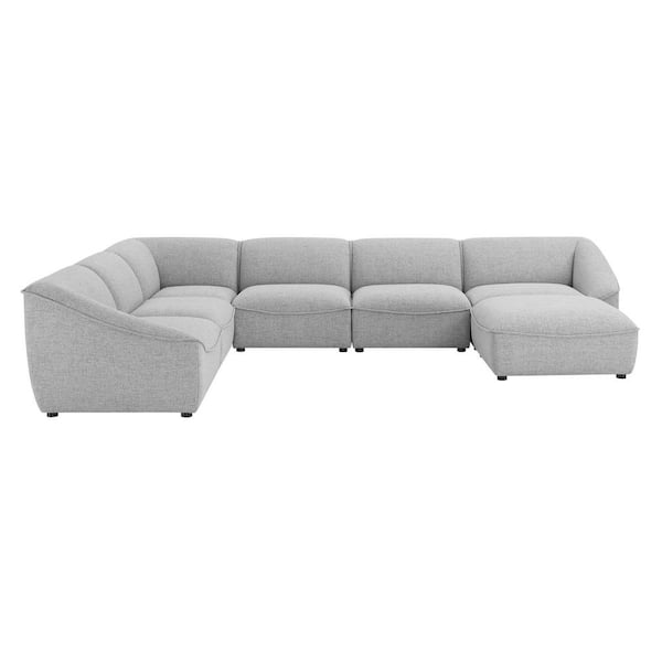 MODWAY Comprise 7- Piece Light Gray Fabric Upholstery L-Shape Reversible Sectionals Sofa