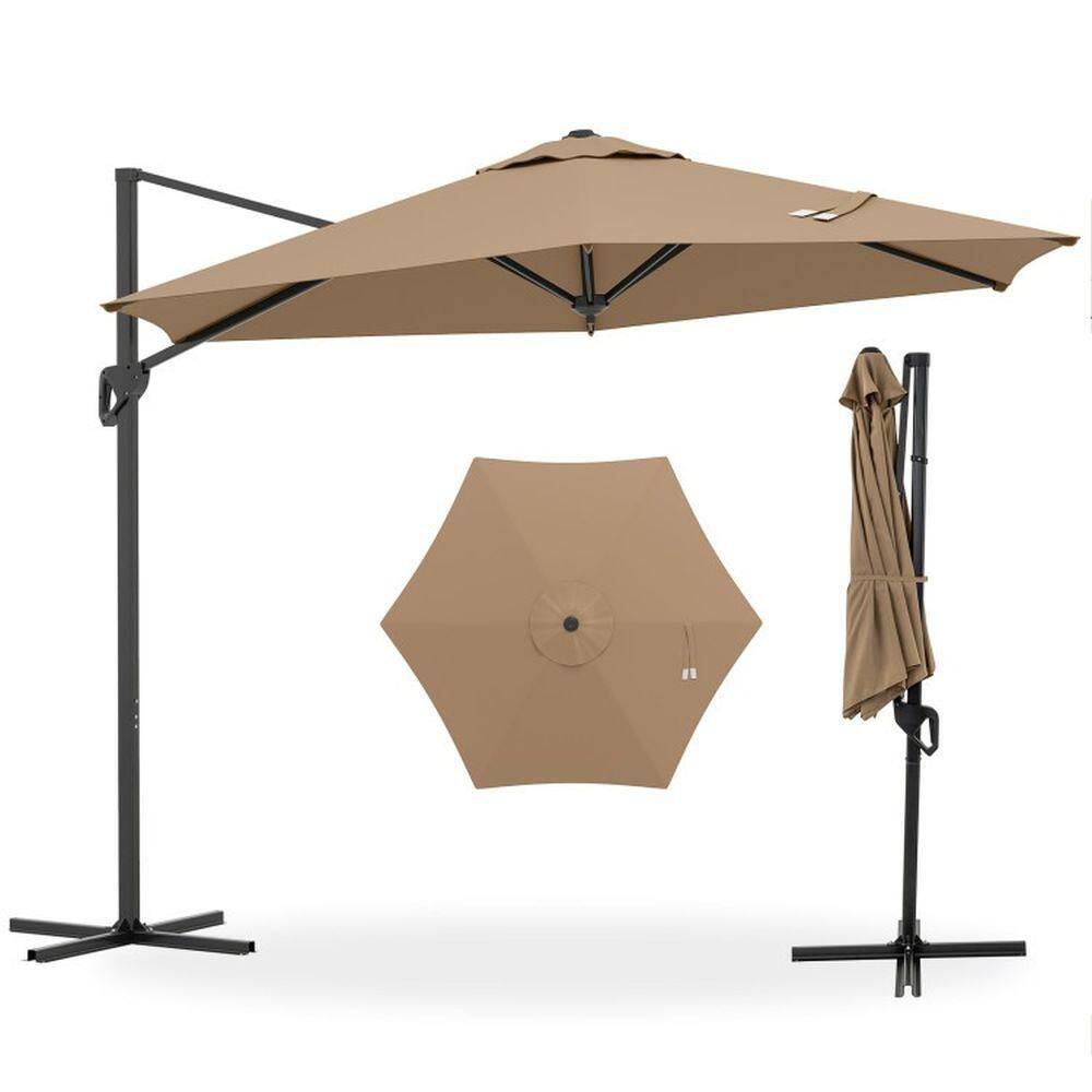 9 x 8.2 ft. Cantilever Patio Umbrella in Brown, Double-Tier Vented Top, Reinforced Ribs, Cross Base price history on PriceWatchPro