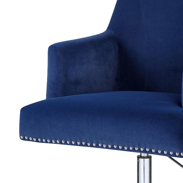 Acme Furniture Trenerry Blue Velvet & Chrome Velvet Office Chairs