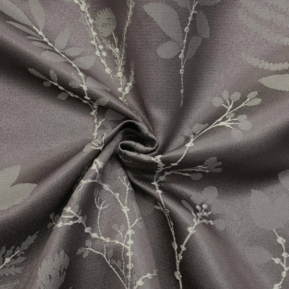 Silver Botanical Jacquard Light-Filtering Grommet Curtain Panel 52" x 95"