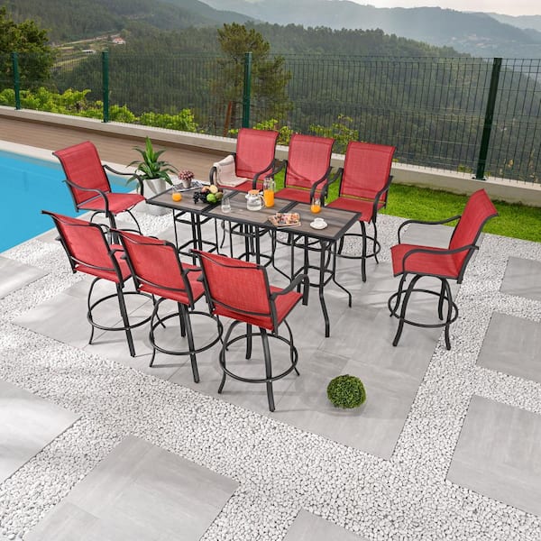 Patio Festival 11-Piece Metal Bar Height Outdoor Dining Set