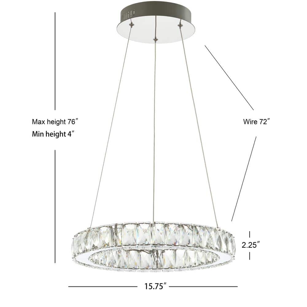 Elegant Chrome Crystal Ring LED Chandelier 15.75" Flush Mount