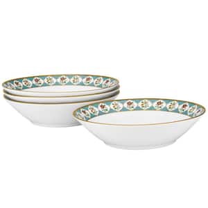 Lodi's Morning 7.5 in., 20 fl. oz. (White and Blue) Porcelain Soup Bowls, (Set of 4)