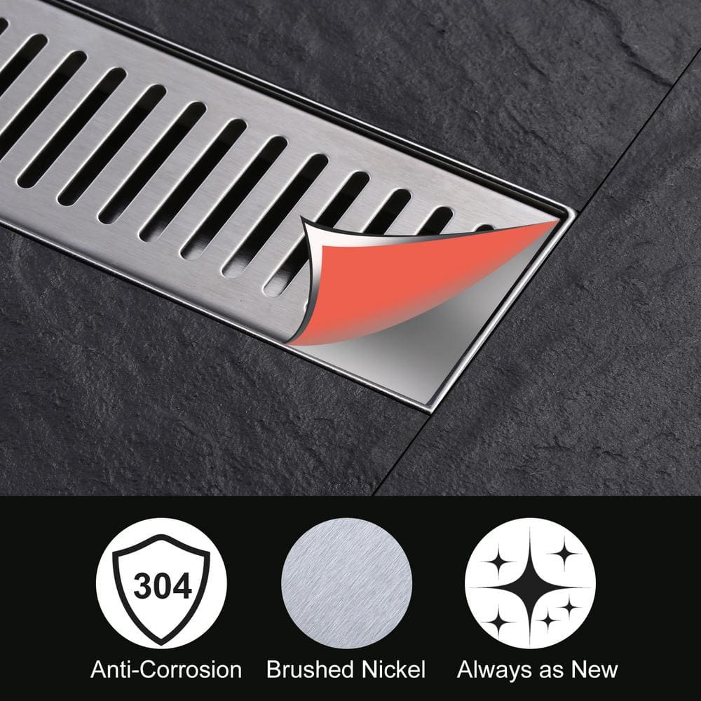 24 Inch Brushed Nickel Stainless Steel Linear Shower Drain