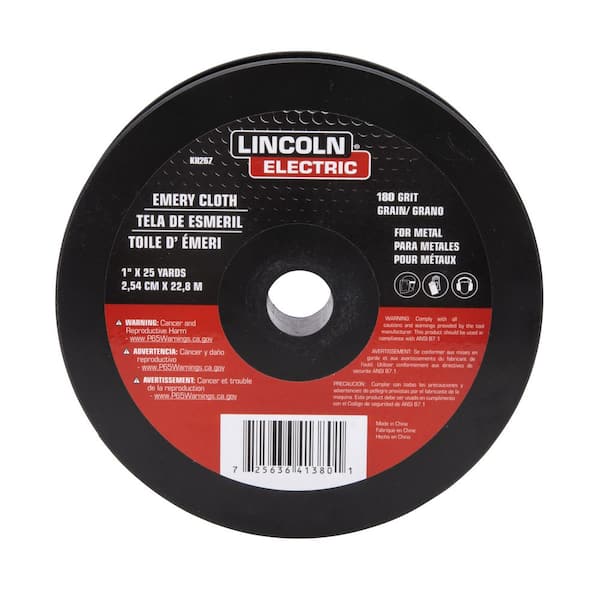 Lincoln Electric 1 in. x 25-Yard 180-Grit Emery Cloth Roll