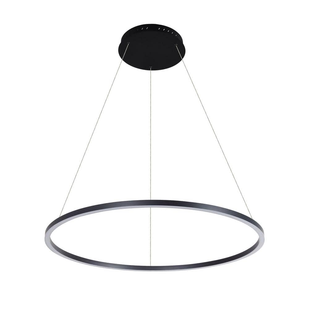 Tania 39" Sleek Black Integrated LED Adjustable Drum Chandelier
