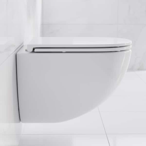 St. Tropez Wall Hung Toilet Bowl 0.8/1.28 GPF Dual Flush Elongated in White