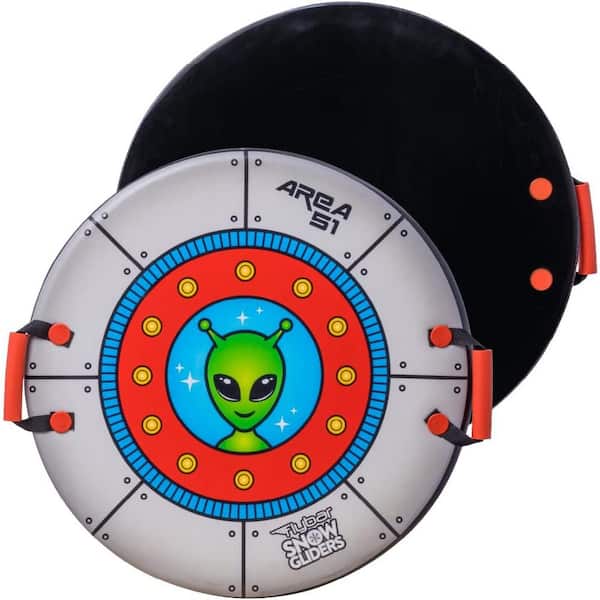 Flybar Snow Sled for Kids Foam Saucer Disc Sled Ages 6 Plus, Easy Grip Handles Snow Toys for Kids Outdoor Up to 110 lbs.