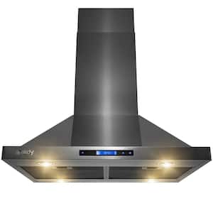 30 in. 343 CFM Convertible Kitchen Island Mount Range Hood in Black Stainless Steel Touch Control