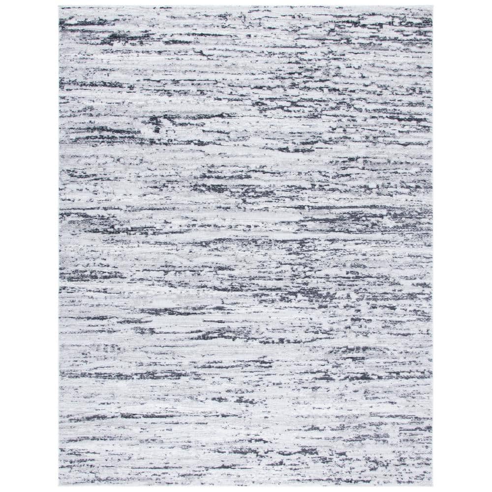 Light Grey/Charcoal Easy Care Synthetic 9' x 12' Area Rug