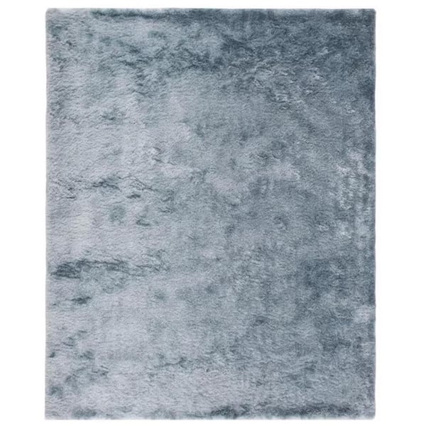 HomeRoots 5 x 8 Blue and Silver Solid Color Area Rug