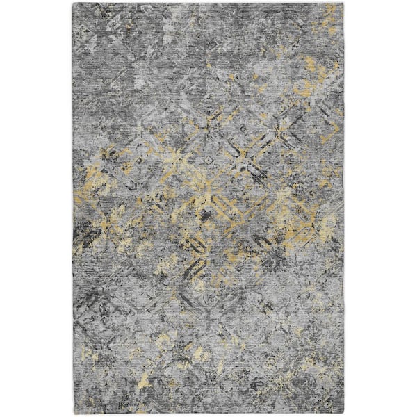 Dream Shag Premium Machine Washable Abstract ADS768 Gray 9 ft. x 12 ft. Area Rug