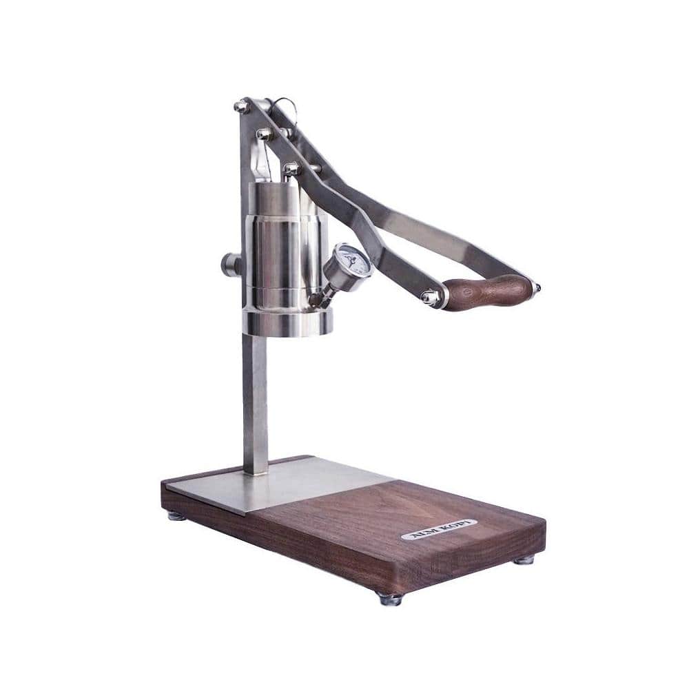 5 Cup Stainless Steel Brown Manual Press Bar Espresso Machine with 58mm Powder Hammer, 16 Bar Pressure