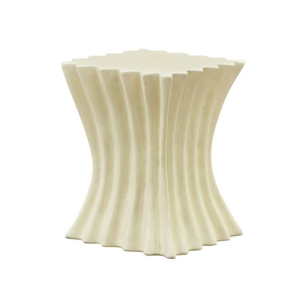 1-Piece 15.16 in. W x 15.16 in. D x 19.69 in. H Beige Fiberglass Square Side Table, for Outdoor and Indoor, Patio, Lawn