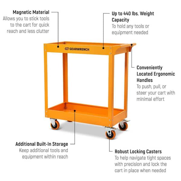 GEARWRENCH 36 in. W 2-Shelf Steel Automotive Utility Cart GWMSC