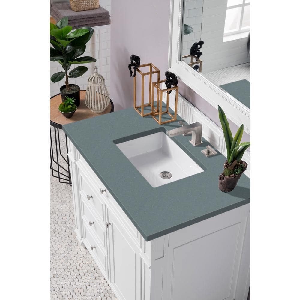 Bright White 36" Freestanding Single Vanity Base with Veneer