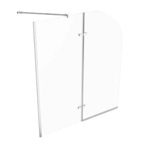 48 in. W x 58 in. H Frameless Folding Hinged Bathtub Glass Shower Door Pivot Tub Door in Chrome with 1/4 in. Clear Glass