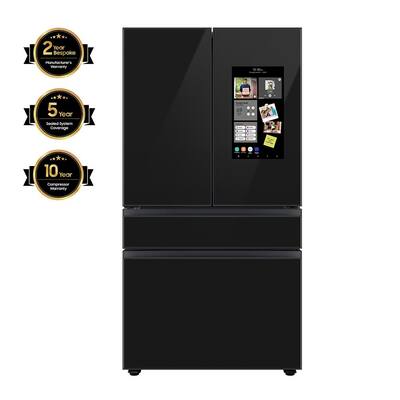 Bespoke 23 cu ft. Customizable 4-Door French Door Smart Refrigerator with Charcoal Glass Family Hub Panel, Counter Depth