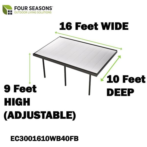 Contempra Aluminum 16 ft. x 10 ft. Dark Bronze Frame White Insulated Roof Patio Cover 2 Utility Beams 40 lb. Snowload