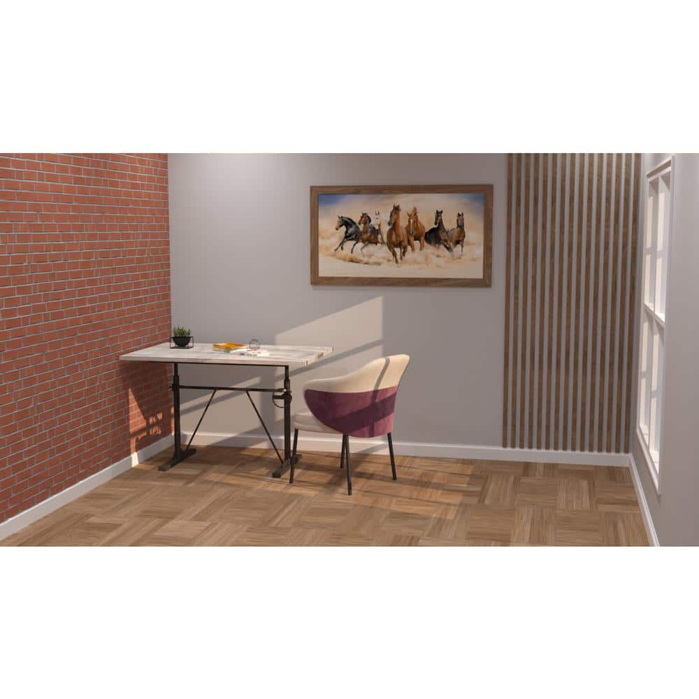 Gray Adjustable Height Standing Desk with Wood Top