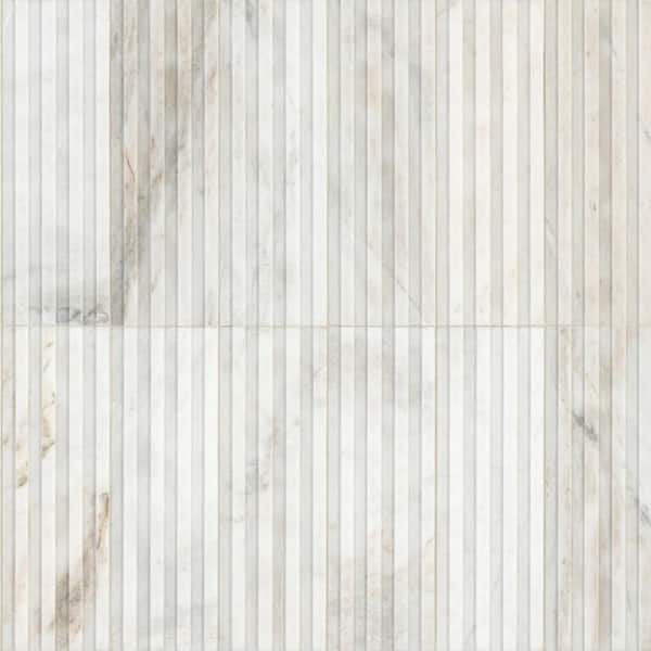 MSI Arabescato Venato White Fluted 4 in. x 12 in. Honed Marble Mosaic Wall Tile (0.33 sq. ft./Each)