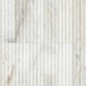 Take Home Tile Sample - Arabescato Venato White Fluted 4 in. x 4 in. Honed Marble Mosaic Wall Tile