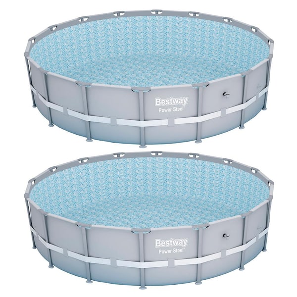 Bestway Steel Pro 16 ft. Round 48 in. Power Steel Frame Above Ground Swimming Pool (2-Pack)