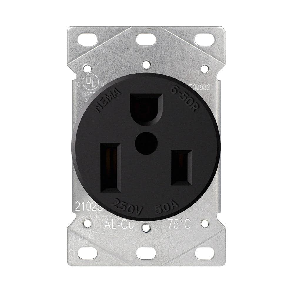 NEMA 6-50R receptacle close up